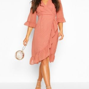 Chiffon Wide Sleeve Mid-Wrap Dress